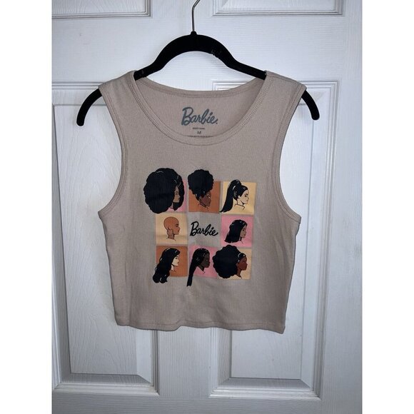 BARBIE Womens Graphic Shades of Barbie Ribbed Cropped Tank Top Sz M - Picture 4 of 6